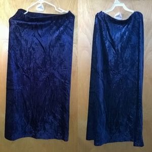 DKNY Vintage Deep Blue Velvet Maxi Skirt